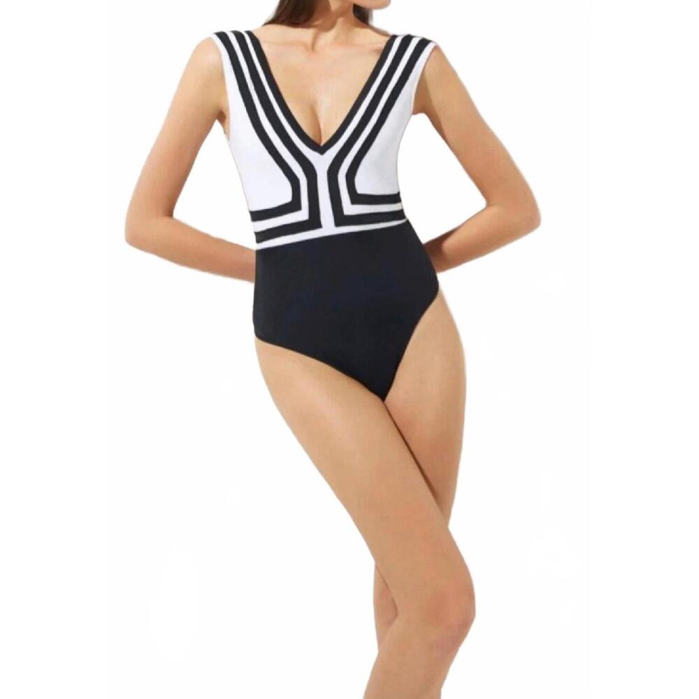 NEW OYE SWIMWEAR maia one piece swimsuit in black/white